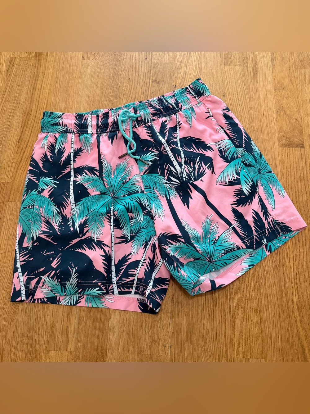 Maamgic SMALL Pink Palm Print Athletic 2 in 1 Shorts Built in Compression Liner